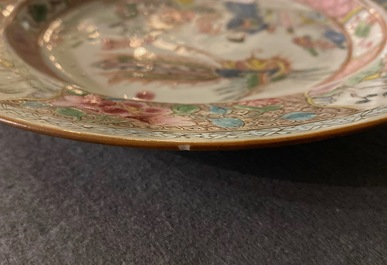 A pair of Chinese famille rose 'phoenixes' plates, Qianlong