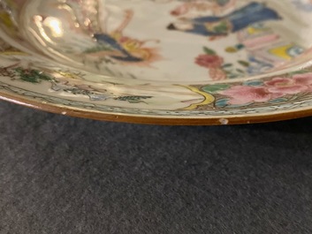 A pair of Chinese famille rose 'phoenixes' plates, Qianlong