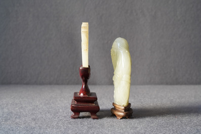 Two Chinese pale celadon jade carvings, Qing