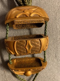 Three Japanse lacquer inro with netsuke and a lacquer box and cover, Meiji, 19th C.