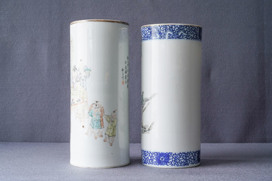 A varied collection of Chinese qianjiang cai, famille rose and blue and white porcelain, 19/20th C.