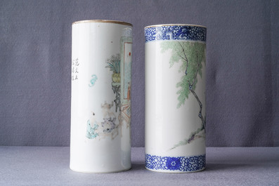 A varied collection of Chinese qianjiang cai, famille rose and blue and white porcelain, 19/20th C.