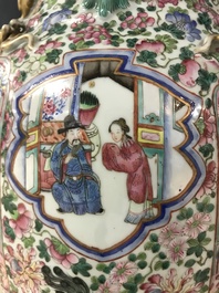 A large Chinese famille rose 'court scene' vase, 19th C.