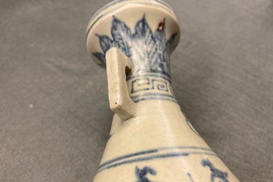 A Chinese blue and white 'lotus scroll' vase, Yuan