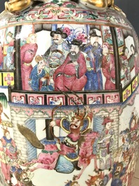 A large Chinese famille rose 'court scene' vase, 19th C.