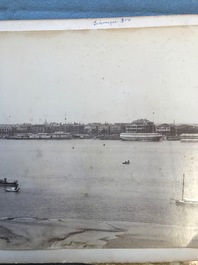 Een album met negen zilver gelatine albumine foto's, w.o. de Bund in Shanghai, gedat. 1899