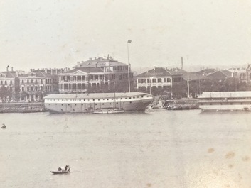 A Chinese album with nine silver gelatin albumen photos of a.o. the Shanghai Bund, dated 1899