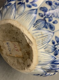 A Chinese blue and white kendi with floral design, Kangxi