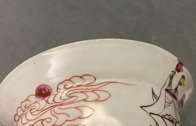 A Chinese famille rose 'Threemaster' bowl, Yongzheng/Qianlong