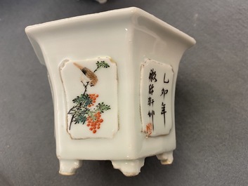 Cinq jardini&egrave;res et quatre assiettes en porcelaine de Chine, 19/20&egrave;me