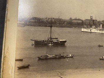 Een album met negen zilver gelatine albumine foto's, w.o. de Bund in Shanghai, gedat. 1899