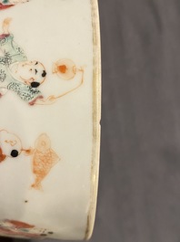 A Chinese famille rose 'spring festival' bowl and cover, Guangxu mark, 19/20th C.