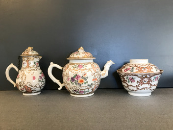 Une partie d'un service &agrave; th&eacute; en porcelaine de Chine famille rose, Qianlong