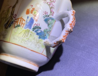 Eight Chinese famille rose cups and saucers, Yongzheng/Qianlong