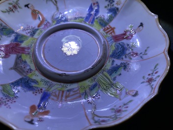 Eight Chinese famille rose cups and saucers, Yongzheng/Qianlong