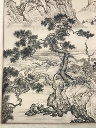 Ecole chinoise, sign&eacute; Wu Hufan (1894-1968), encre sur papier: 'Paysage montagneux'