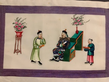 Chinese school, ink and colour on rice paper, Canton, 19th C.: a collection of 39 drawings in six albums