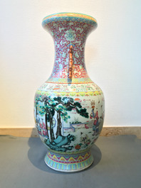 A large Chinese famille rose vase, 19th C.