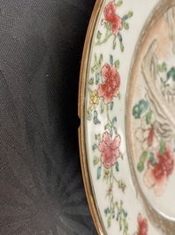 A fine Chinese famille rose plate with two pheasants, Yongzheng