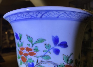 A Chinese wucai gu vase with a phoenix, Shunzhi