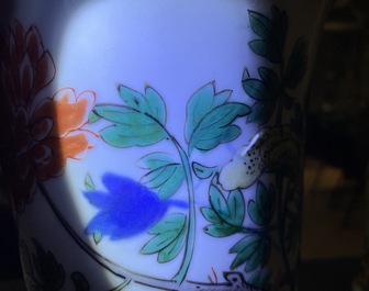 A Chinese wucai gu vase with a phoenix, Shunzhi