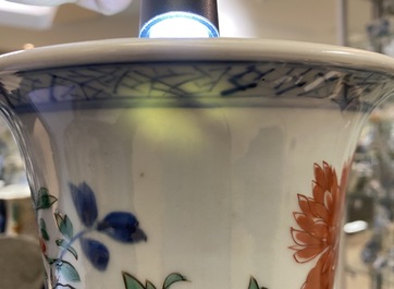 A Chinese wucai gu vase with a phoenix, Shunzhi