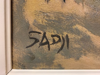 Sadji (Sha Qi, Sha Yinnian) (1914-2005): Zicht op de Gulden Vlieslaan te Brussel, olie op doek