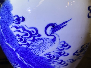 A Chinese blue and white 'deer and crane' vase, Kangxi