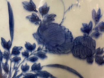 A Chinese blue and white jar with birds in a landscape, Wanli