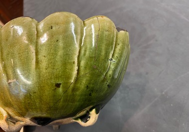 A Chinese green-glazed tripod 'narcissus' bowl, prob. Song