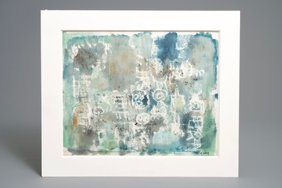 Nam Kwan (Korea, 1911-1990): Composition, watercolour on paper, dated 1974