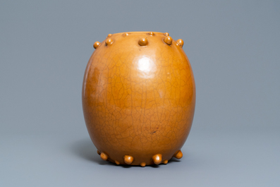 A Chinese monochrome brown-glazed jar, 19th C.