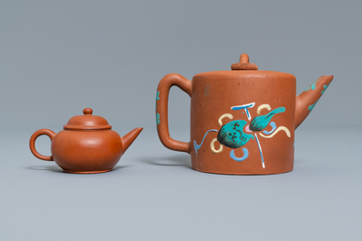 Four Chinese Yixing stoneware teapots and covers, impressed marks, 19/20th C.