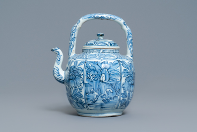 A Chinese blue and white wine ewer and cover, Wanli