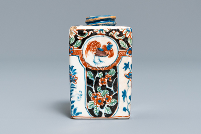 A rare black Dutch Delft tea caddy, early 18th C.