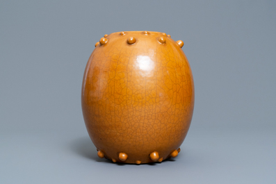 A Chinese monochrome brown-glazed jar, 19th C.