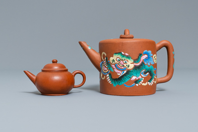 Four Chinese Yixing stoneware teapots and covers, impressed marks, 19/20th C.