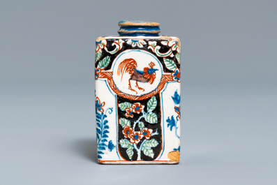 A rare black Dutch Delft tea caddy, early 18th C.