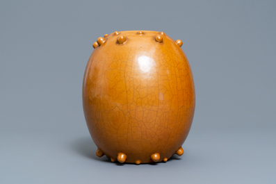 A Chinese monochrome brown-glazed jar, 19th C.