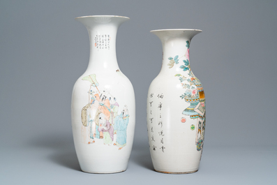 Deux vases en porcelaine de Chine qianjiang cai, 19/20&egrave;me