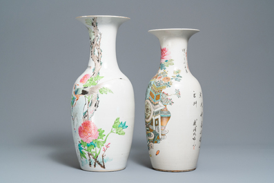 Deux vases en porcelaine de Chine qianjiang cai, 19/20&egrave;me