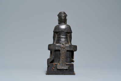 A Chinese bronze figure of Wenchang Wang with inscription, Ming