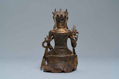 A Chinese bronze figure of Buddha, 18th C.