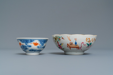 Six pi&egrave;ces en porcelaine de Chine, 19/20&egrave;me