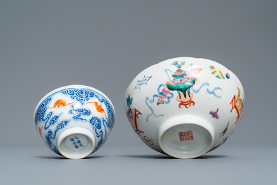 Six pi&egrave;ces en porcelaine de Chine, 19/20&egrave;me