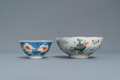 Six pi&egrave;ces en porcelaine de Chine, 19/20&egrave;me