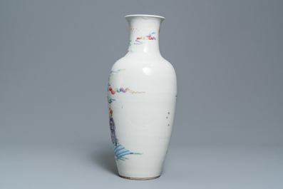 A Chinese famille rose 'immortals' vase, Qianlong mark, Republic