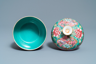 A Chinese famille rose 'chupu' bowl and cover for the Straits or Peranakan market, 19th C.