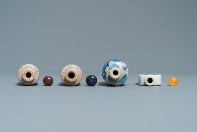 Nine Chinese blue and white snuff bottles, 19/20th C.