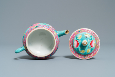 A Chinese famille rose teapot and cover for the Straits or Peranakan market, 19th C.